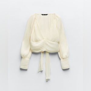 NWT ZARA PLEATED BODY WITH LACE TOP, SIZE  M